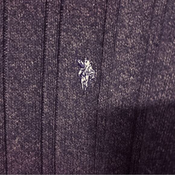 U.S. Polo Men’s Crew Neck Cotton Ribbed Sweater Heather Gray Size Large - Picture 5 of 7